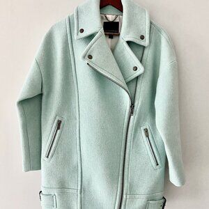 BANANA REPUBLIC Mint Green Wool-Blend Car Coat - Size XSP